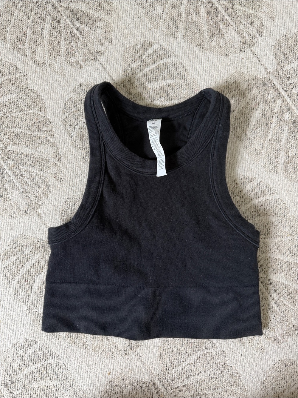 Alo Black Ribbed Crop Tank Top - Women's